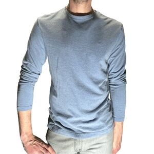 H&M Mens Heather Gray Blue Long Sleeve Slim Fit T-Shirt Size Large